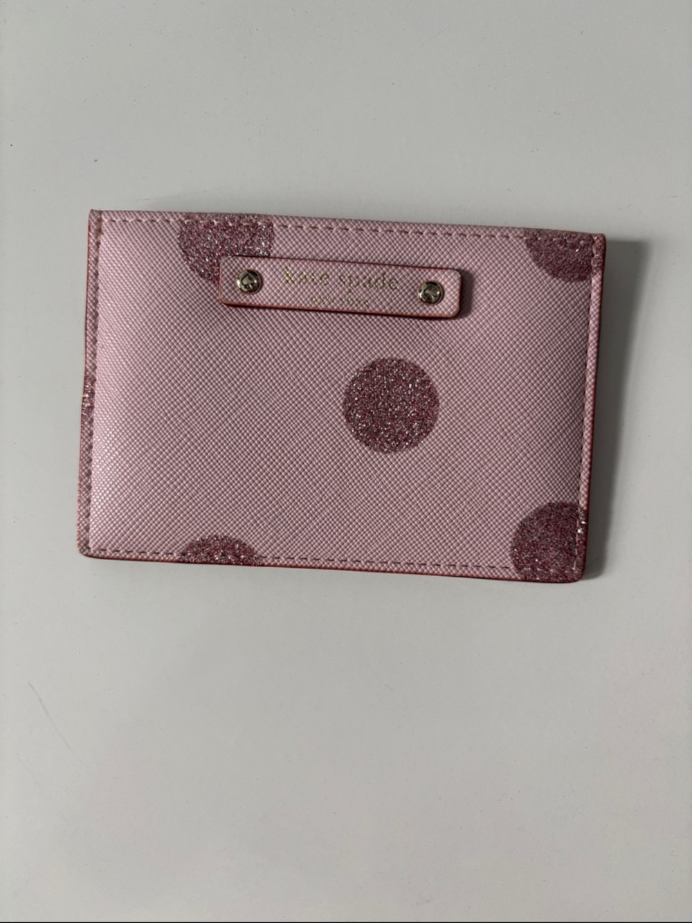 kate spade Pink Glitter Polka Dot Saffiano Card Case - Picture 6 of 6